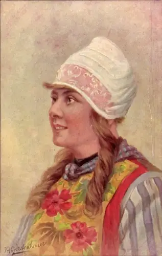 Künstler Ak Gerstenhauer, Johann Georg, Frau in Niederländischer Tracht