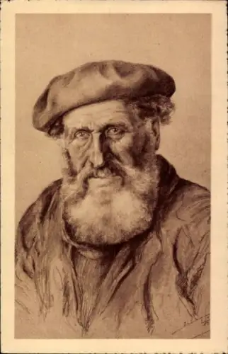 Künstler Ak Alter Mann aus der Bretagne, Portrait