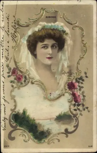 Passepartout Ak Porträt einer jungen Frau, Robinne