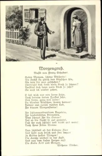 Ak Gedicht Morgengruß von Wilhelm Müller