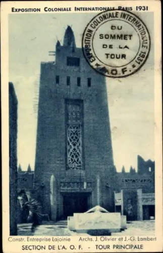 CPA Exposition Coloniale Internationale Paris 1931, Section de AOF, Tour Principale