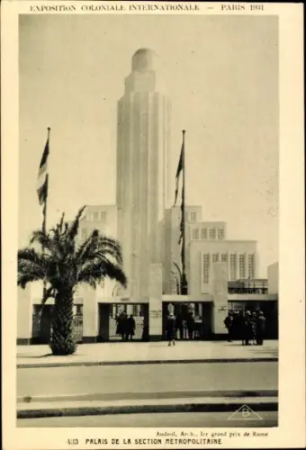Ak Paris, Exposition Coloniale 1931, Palais de la Section Metropolitaine