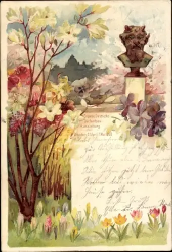 Litho Dresden, Große Deutsche Gartenbau Ausstellung 1900, Gartenbau Gesellschaft Feronia