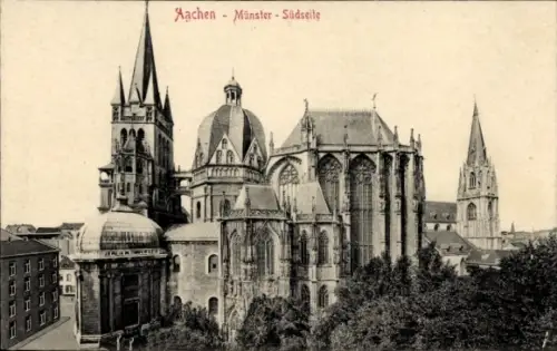 Ak Aachen, Aachen Münster, Südseite,  Architektur, keine Persönlichkeiten, schwarz-weiß