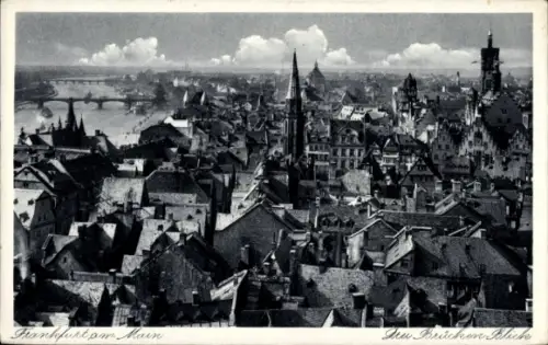 Ak Frankfurt am Main, Panorama von  Blick auf Dächer, Brücken,  Gebäude