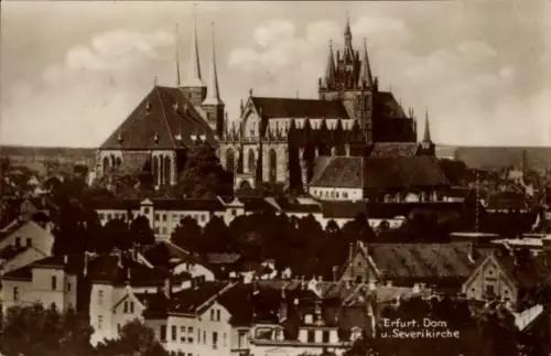 Ak Erfurt in Thüringen, Erfurt Dom, Severikirche, Stadtansicht,  