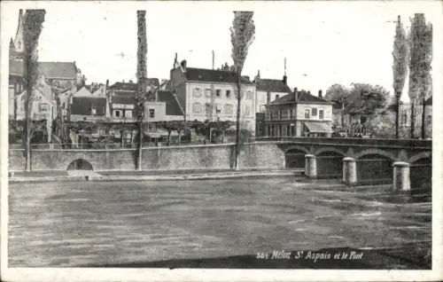 Ak Melun Seine et Marne, St. Aspais, Le Pont
