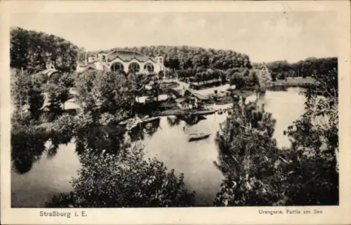 Ak Strasbourg Straßburg Elsass Bas Rhin, Straßburg i. E., Orangerie, Partie am See, Wasser, Boote