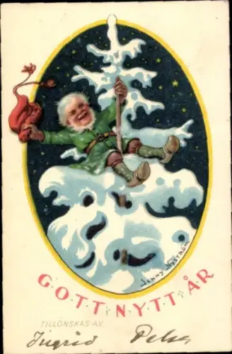 Künstler Ak Nyström, Jenny, Neujahr, Weihnachtsmann