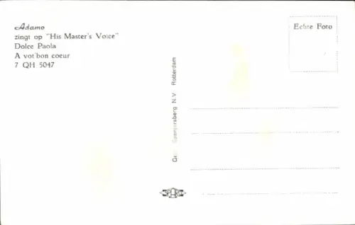 Ak Sänger Adamo, Porträt