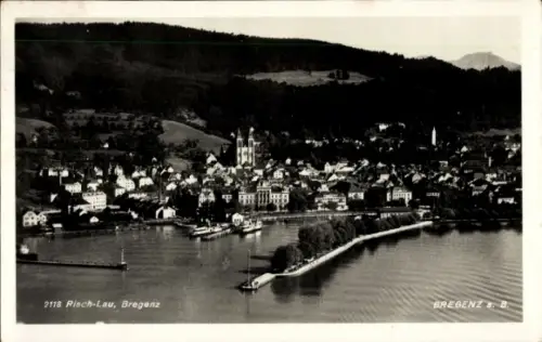 Ak Bregenz am Bodensee Vorarlberg, Fliegeraufnahme, Risch-Lau