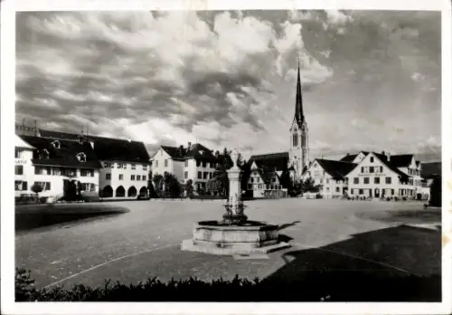 Ak Amriswil Kanton Thurgau, Marktplatz, Brunnen