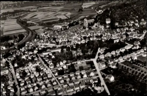 Ak Herrenberg in Württemberg, Luftaufnahme von  viele Häuser, Felder im Hintergrund