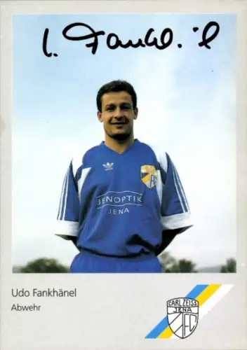 Autogrammkarte Fußballer Udo Fankhänel, FC Carl Zeiss Jena, Autogramm