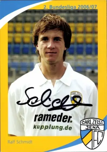 Autogrammkarte Fußballer Ralf Schmidt, FC Carl Zeiss Jena, Autogramm