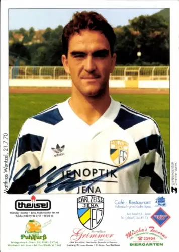 Autogrammkarte Fußballer Matthias Wentzel, FC Carl Zeiss Jena, Autogramm