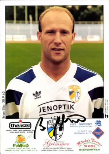 Autogrammkarte Fußballer Brian Bliss, FC Carl Zeiss Jena, Autogramm