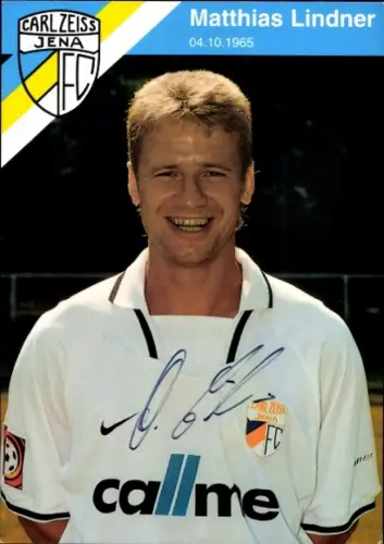 Autogrammkarte Fußballer Matthias Lindner, FC Carl Zeiss Jena, Autogramm