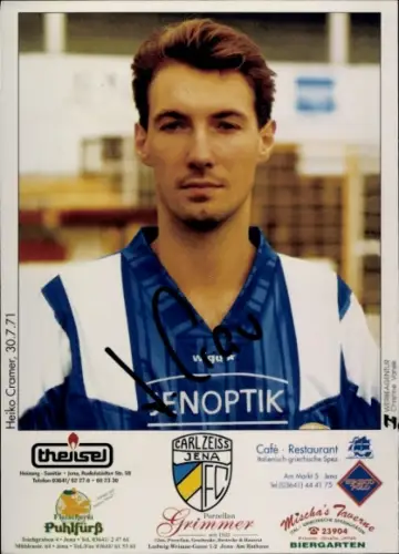 Autogrammkarte Fußballer Heiko Cramer, FC Carl Zeiss Jena, Autogramm
