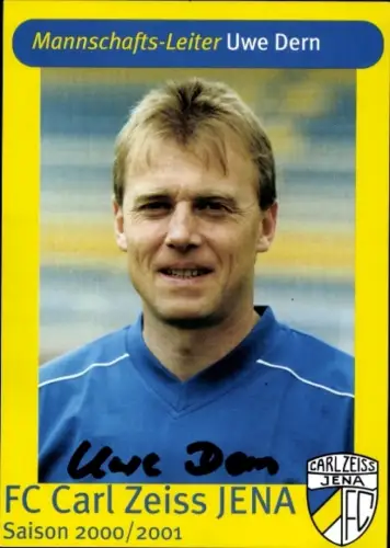 Autogrammkarte Mannschaftsleiter Uwe Dern, FC Carl Zeiss Jena, Autogramm