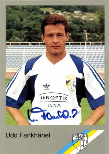 Autogrammkarte Fußballer Udo Fankhänel, FC Carl Zeiss Jena, Autogramm