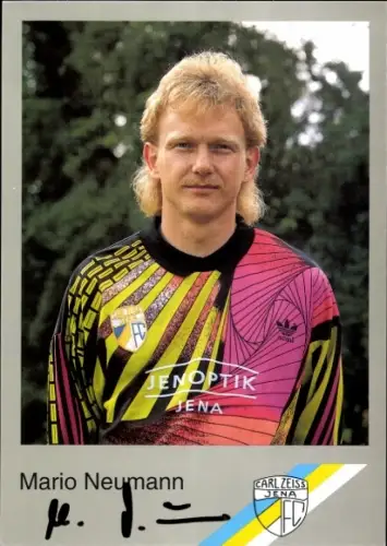 Autogrammkarte Fußballer Mario Neumann, FC Carl Zeiss Jena, Autogramm