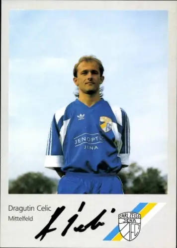 Autogrammkarte Fußballer Dragutin Celic, FC Carl Zeiss Jena, Autogramm