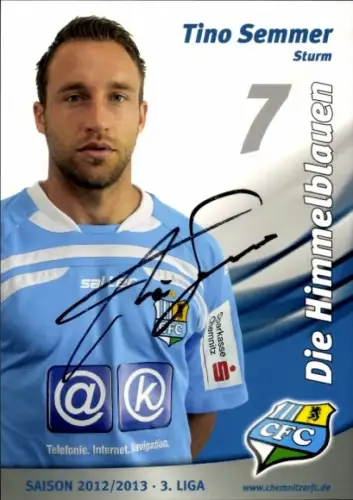 Autogrammkarte Fußballer Tino Semmer, Chemnitzer FC, Autogramm