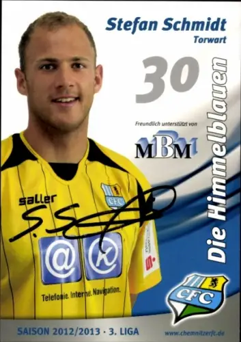 Autogrammkarte Fußballer Stefan Schmidt, Chemnitzer FC, Autogramm