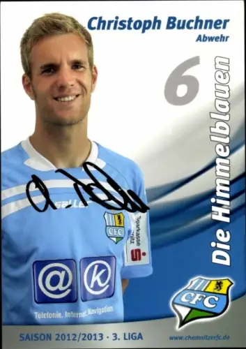 Autogrammkarte Fußballer Christoph Buchner, Chemnitzer FC, Autogramm