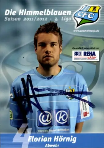 Autogrammkarte Fußballer Florian Hörnig, Chemnitzer FC, Autogramm