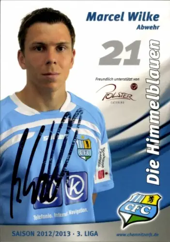 Autogrammkarte Fußballer Marcel Wilke, Chemnitzer FC, Autogramm