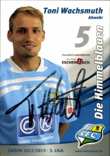 Autogrammkarte Fußballer Toni Wachsmuth, Chemnitzer FC, Autogramm