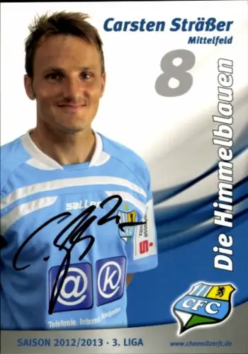 Autogrammkarte Fußballer Carsten Sträßer, Chemnitzer FC, Autogramm
