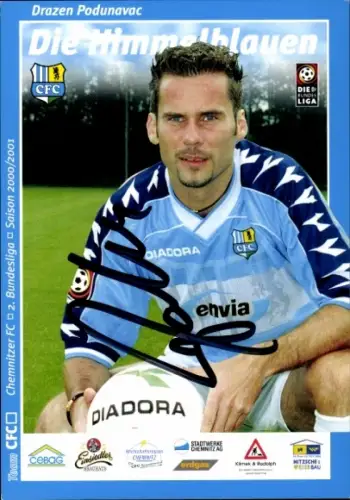 Autogrammkarte Fußballer Drazen Podunavac, Chemnitzer FC, Autogramm