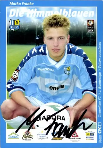 Autogrammkarte Fußballer Marko Franko, Chemnitzer FC, Autogramm
