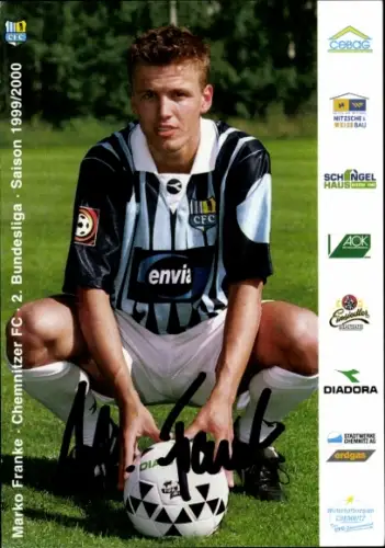 Autogrammkarte Fußballer Marko Franke, Chemnitzer FC, Autogramm