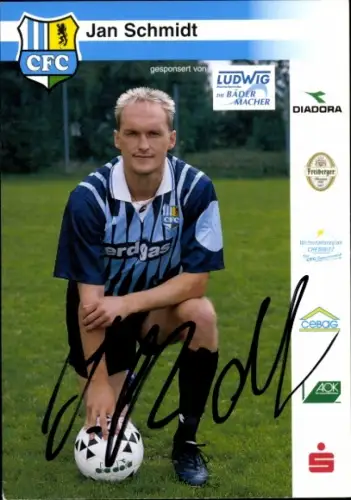 Autogrammkarte Fußballer Jan Schmidt, Chemnitzer FC, Autogramm