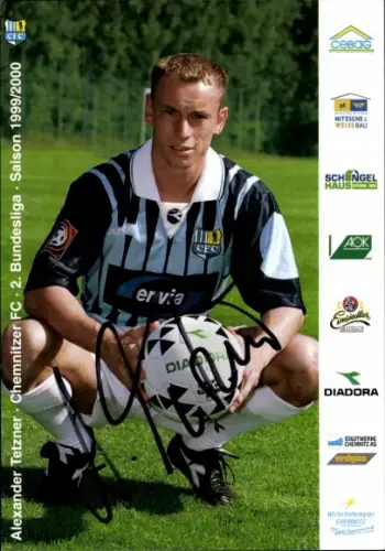 Autogrammkarte Fußballer Alexander Tetzner, Chemnitzer FC, Autogramm