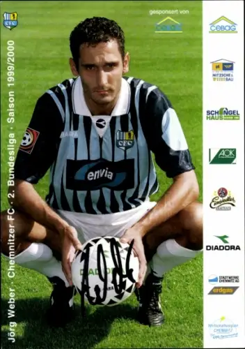 Autogrammkarte Fußballer Jörg Weber, Chemnitzer FC, Autogramm