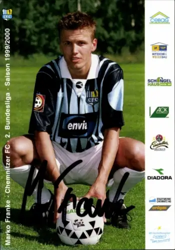 Autogrammkarte Fußballer Marko Franke, Chemnitzer FC, Autogramm