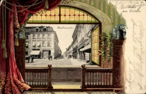 Präge Passepartout Ak Kostrzyn nad Odrą Cüstrin Küstrin Ostbrandenburg, Berlinerstraße