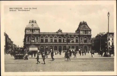 Ak Bruxelles Brüssel, La Gare du Nord, Nordbahnhof