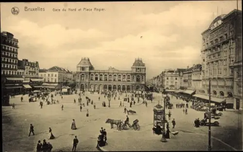 Ak Brüssel, Gare du Nord et Place Rogier