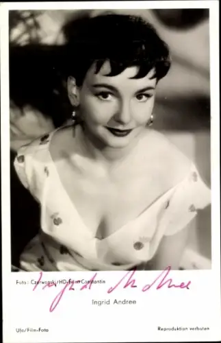 Ak Schauspielerin Ingrid Andree, Portrait, Autogramm