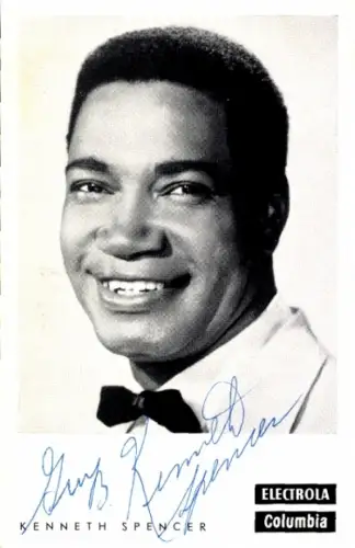 Autogrammkarte Sänger Kenneth Spencer, Portrait, Autogramm