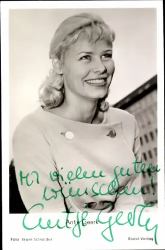 Ak Schauspielerin Antje Geerk, Portrait, Autogramm