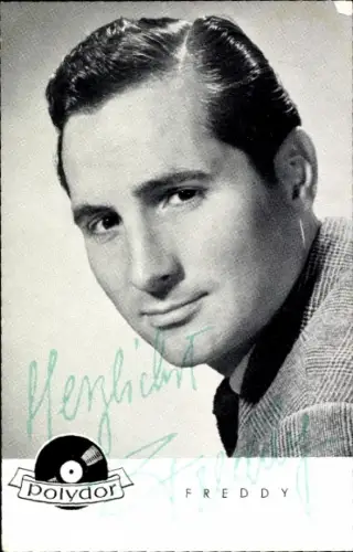 Autogrammkarte Sänger Freddy, Portrait, Autogramm