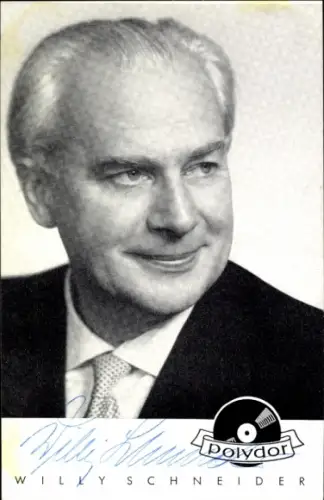 Autogrammkarte Sänger Willy Schneider, Portrait, Autogramm