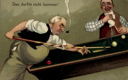 Präge Ak Billard, Das durfte nicht kommen, Zigarre, Een Doublé